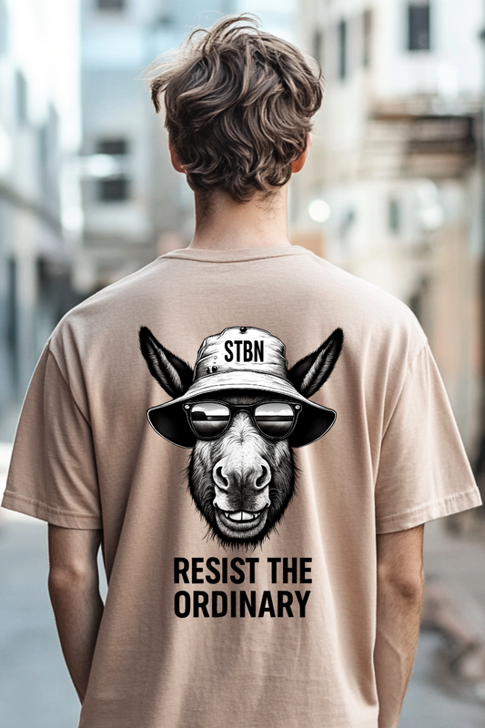 Stay Stubborn – Minimal Logo Tee - Sand