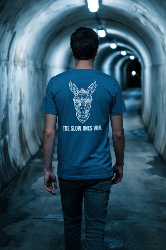The Slow Ones Win. Steel Blue Graphic Tee | Unisex Streetwear | Stay Stubborn STBN