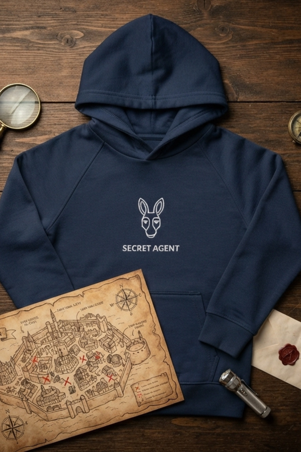 Secret Agent. Navy Organic Kids Hoodie | Children's Eco Streetwear | Stay Stubborn STBN