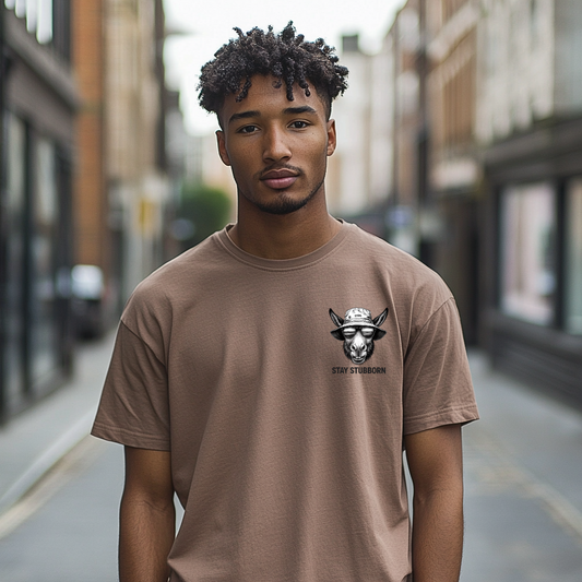 Stay Stubborn – Minimal Logo Tee - Brown Savana