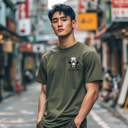 Stay Stubborn – Minimal Logo Tee - Kaki