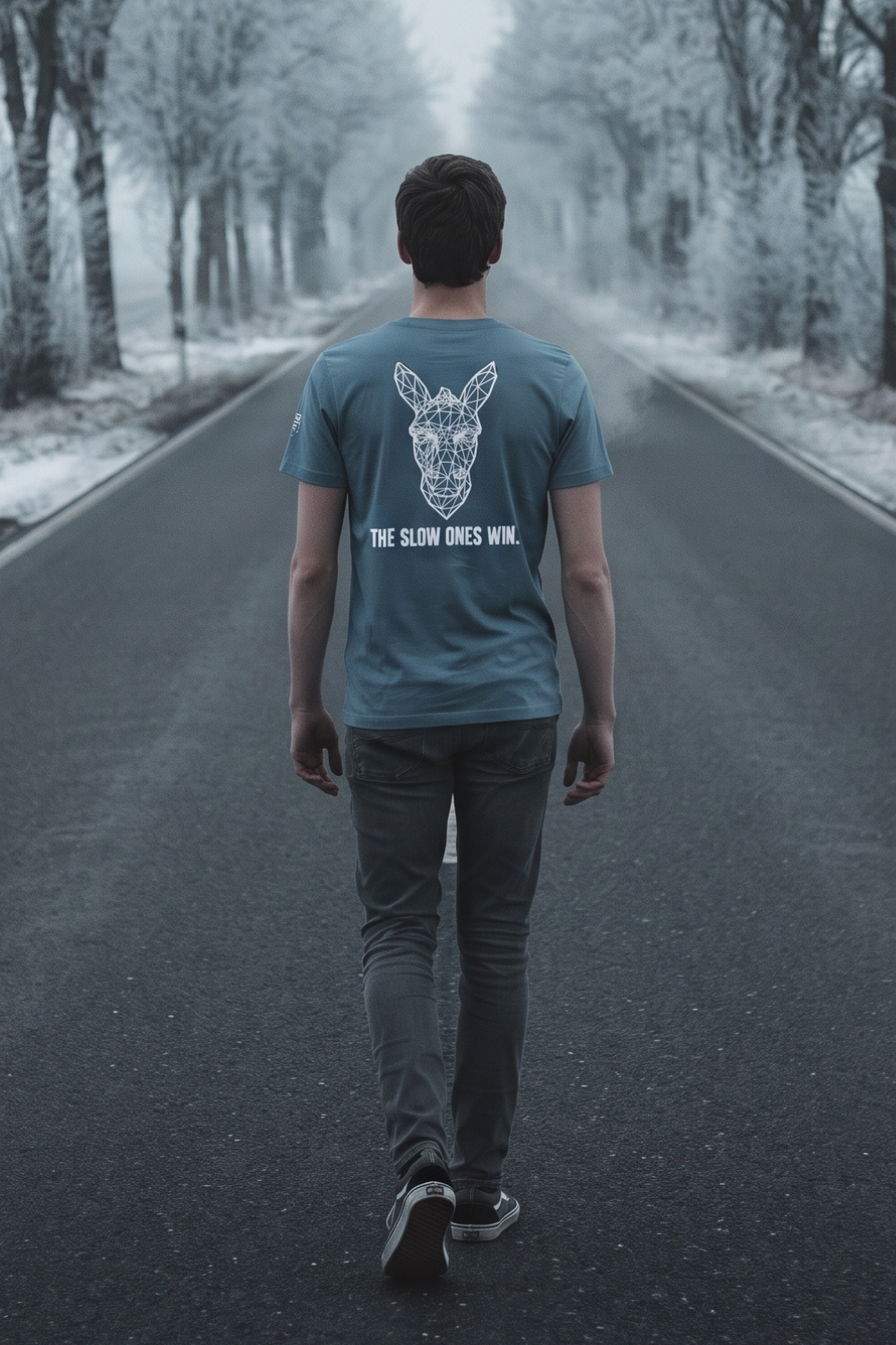 The Slow Ones Win. Steel Blue Graphic Tee | Unisex Streetwear | Stay Stubborn STBN