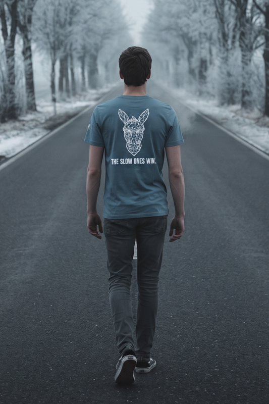 The Slow Ones Win. Steel Blue Graphic Tee | Unisex Streetwear | Stay Stubborn STBN