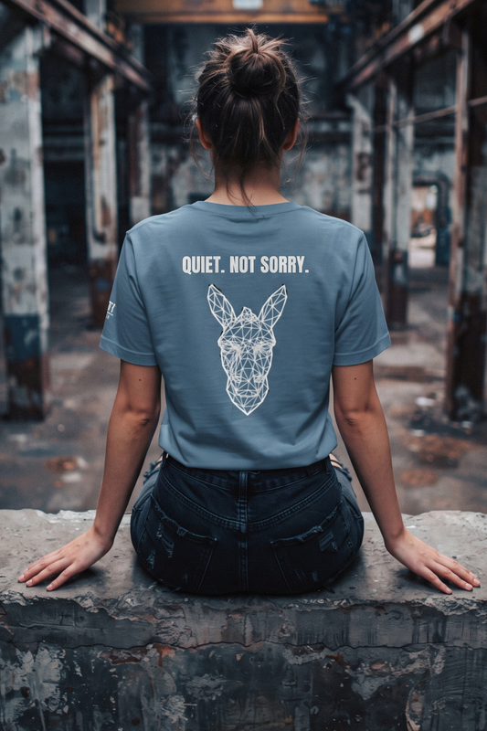 Quiet. Not Sorry. — Steel Blue Graphic Tee | Women's Streetwear | STBN