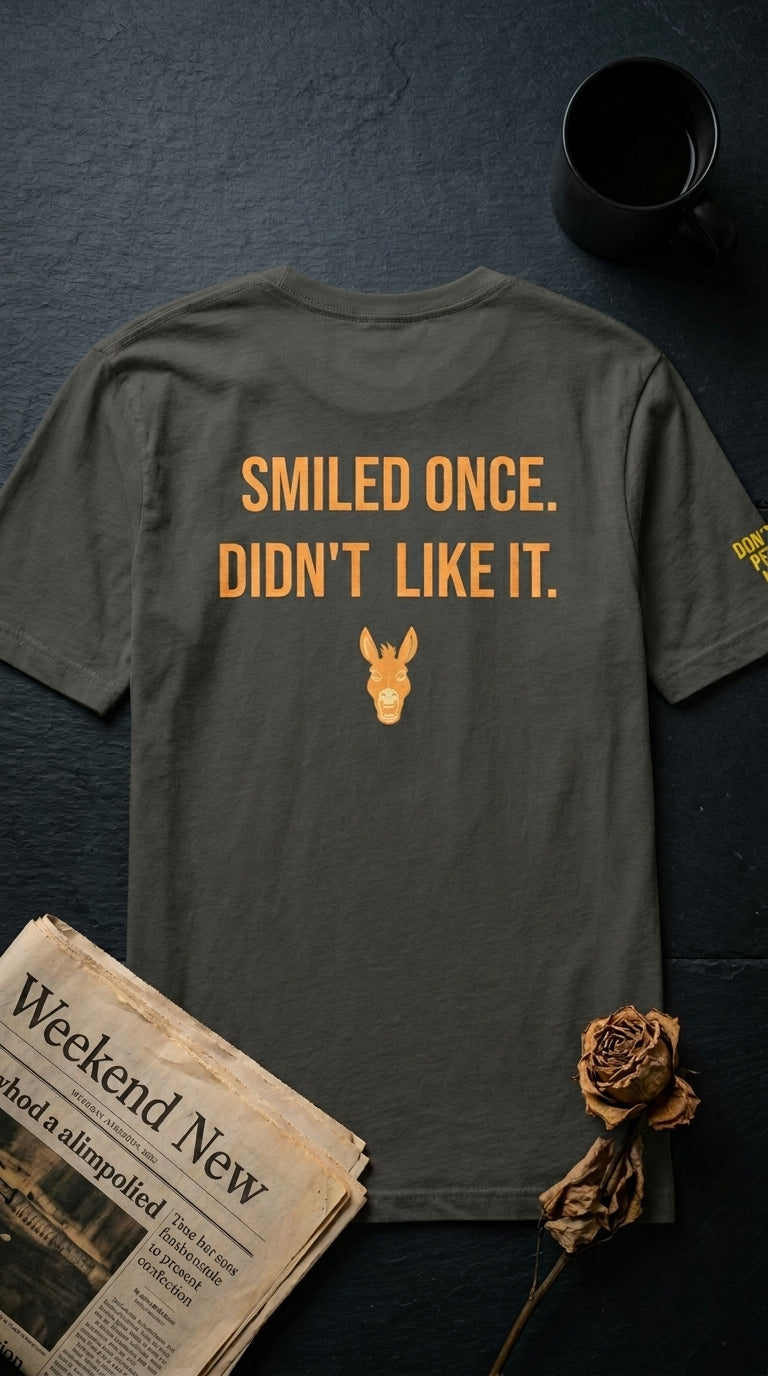 Smiled Once. Didn't Like It. — Asphalt Graphic Tee | Men's Streetwear | Stay Stubborn STBN